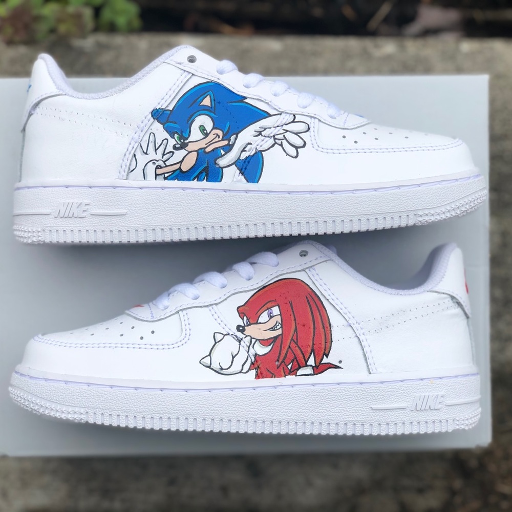 Custom Painted “Sonic & Knuckles” Air Force 1s